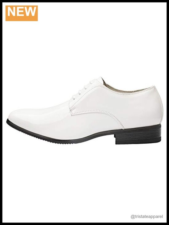 Faux Patent Leather Tuxedo Dress Oxfords with Soft Lining Cushioned Insole main image 6